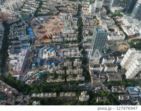 Shenzhen ,China - July 18,2022: Aerial view of landscape in Shenzhen city, China Shenzhen ,China - July 18,2022: Aerial view of landscape in Shenzhen city, China 127876947