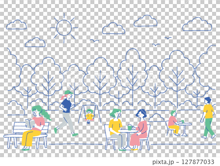 Diverse people spending time in the park_color 127877033