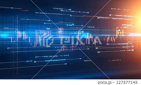 Abstract financial data visualization glowing lines and numbers Abstract financial data visualization glowing lines and numbers 127877148