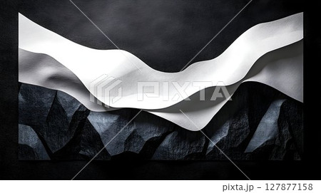 Abstract flowing fabric texture background dark white elegant design 127877158