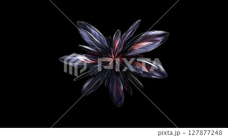Abstract dark metallic flower 3 d render isolated black background 127877248