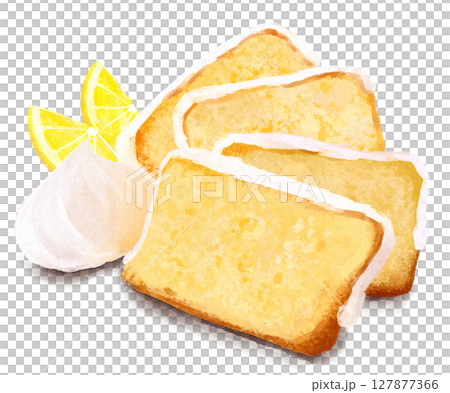 油彩風レモンパウンドケーキのイラスト 127877366