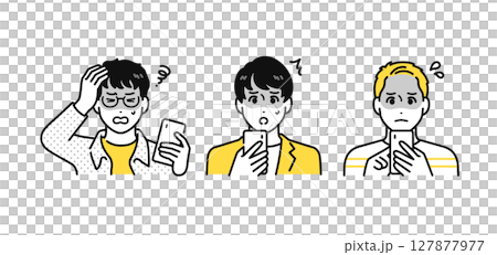 Smartphone pale young man icon illustration set 127877977