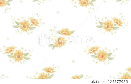 水彩風オレンジフラワー 127877986