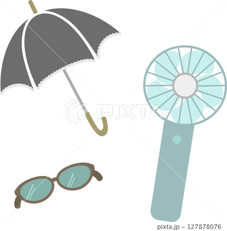 夏の暑さ対策のイラスト素材セット 夏の暑さ対策のイラスト素材セット 127878076