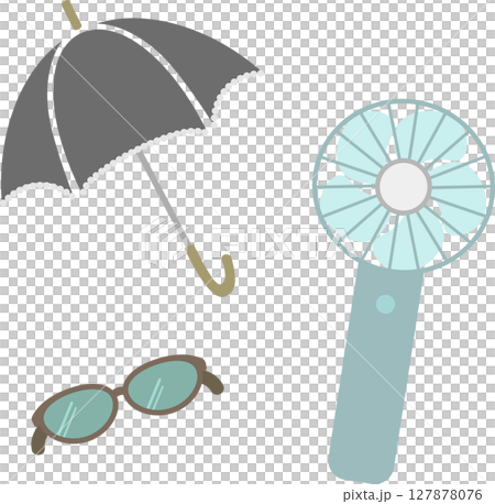 夏の暑さ対策のイラスト素材セット 夏の暑さ対策のイラスト素材セット 127878076