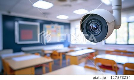 CCTV Closed circuit camera in classroom at school. 127878254