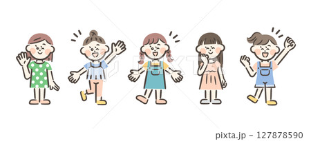 様々なポーズの女の子5人 様々なポーズの女の子5人 127878590