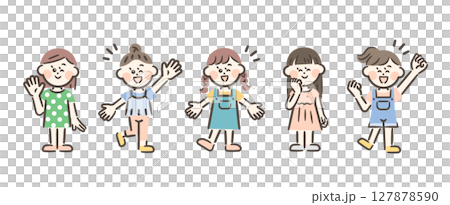 様々なポーズの女の子5人 様々なポーズの女の子5人 127878590