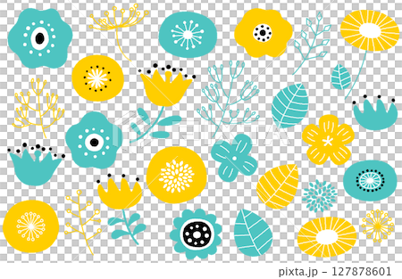Scandinavian style botanical vector illustration green x yellow Scandinavian style botanical vector illustration green x yellow 127878601