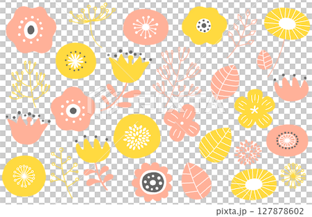 Scandinavian style botanical vector illustration pink x yellow Scandinavian style botanical vector illustration pink x yellow 127878602