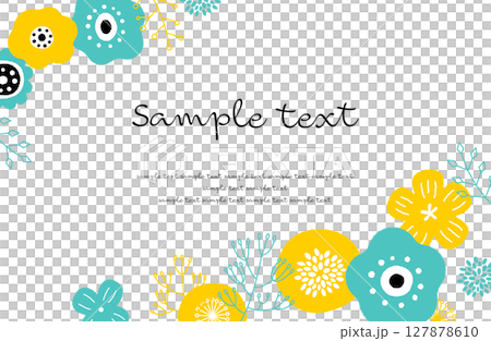 斯堪的納維亞風格植物框架向量插圖綠色 x 黃色 127878610