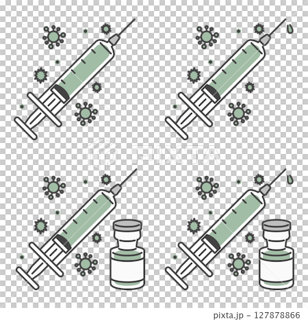 イラスト素材：細菌やウイルスに汚染された注射・注射器・医療廃棄物 127878866