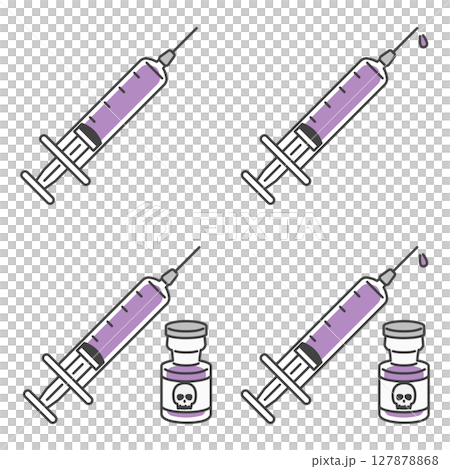イラスト素材：危険な毒・薬物・ドラッグの注射・注射器 127878868