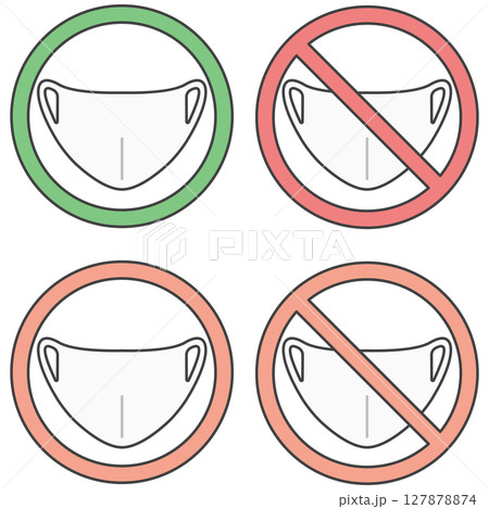 イラスト素材：布・ウレタンマスクの着用・感染症対策のお願いについて＜賛成/反対/許可/禁止＞ 127878874