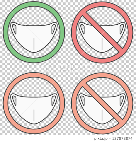 イラスト素材：布・ウレタンマスクの着用・感染症対策のお願いについて＜賛成/反対/許可/禁止＞ 127878874