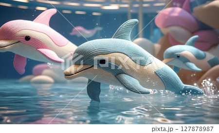 ふわふわイルカたちのぬいぐるみショー 127878987