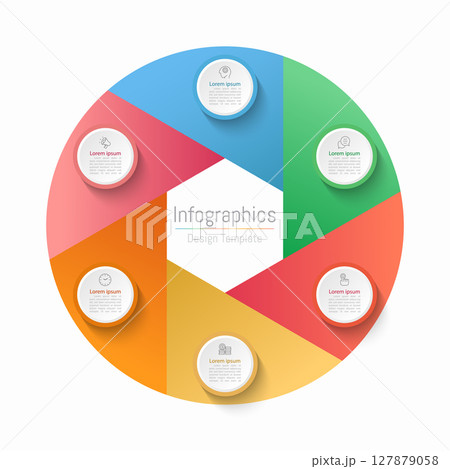 Infographic 6 options design elements for your business data. Vector Illustration. 127879058
