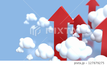 The Red arrow and cloud for Business concept 3d Rendering. 127879275