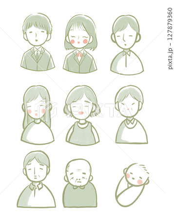 老若男女人物セット（和風） 127879360