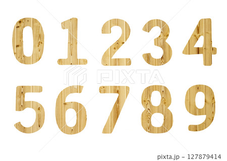 wood Illustration numbers. Symbol set of numbers. 127879414