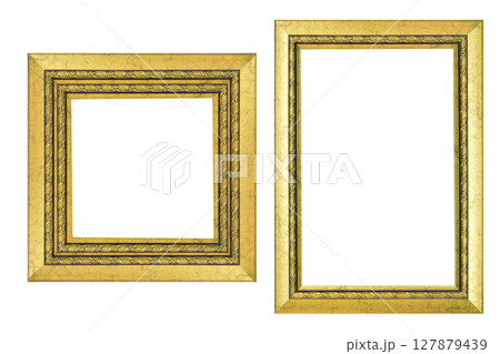 Gold vintage picture and photo frame isolated on white background Gold vintage picture and photo frame isolated on white background 127879439