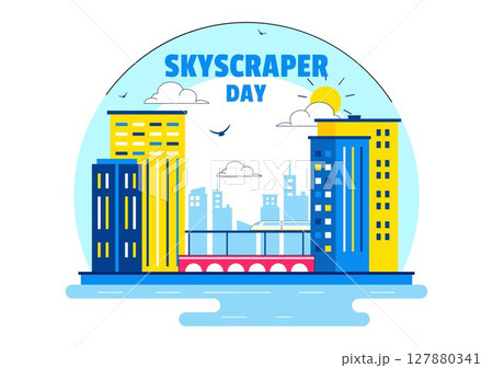 Skyscraper Day Illustration on September 3 Featuring City Infrastructure, Public Spaces, Urban Buildings, and a Modern Skyscraper in a Background Skyscraper Day Illustration on September 3 Featuring City Infrastructure, Public Spaces, Urban Buildings, and a Modern Skyscraper in a Background 127880341