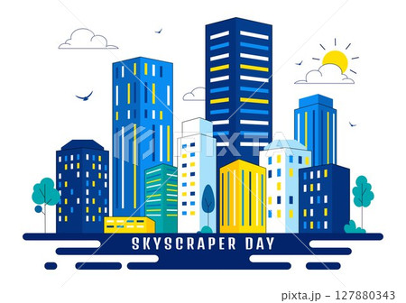 Skyscraper Day Illustration on September 3 Featuring City Infrastructure, Public Spaces, Urban Buildings, and a Modern Skyscraper in a Background Skyscraper Day Illustration on September 3 Featuring City Infrastructure, Public Spaces, Urban Buildings, and a Modern Skyscraper in a Background 127880343