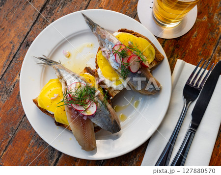 Traditional dish of Dutch cuisine is Haring Traditional dish of Dutch cuisine is Haring 127880570
