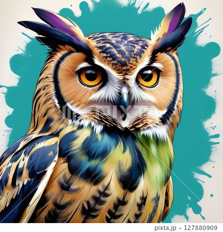 [Design Material] Colorful Bkg & Owl Modern Art 127880909