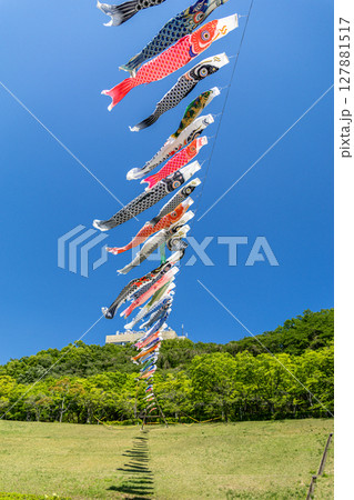《若宮公園》青空に泳ぐ鯉のぼり（神奈川県厚木市） 127881517