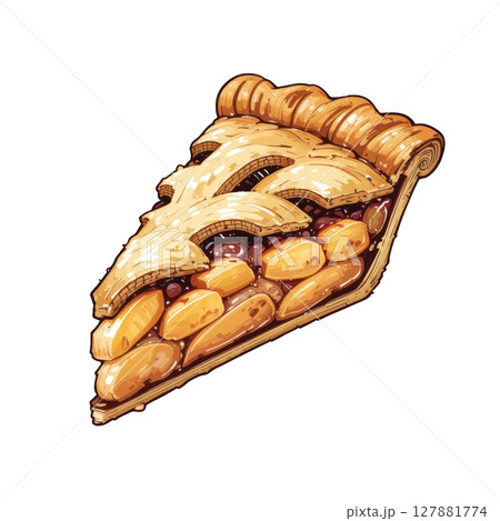 Delicious slice of homemade pie with golden crust and berry filling, perfect for dessert lovers and bakers 127881774