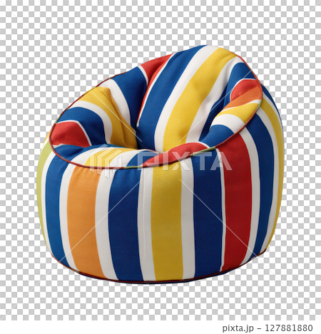 Colorful striped bean bag chair in vibrant hues for modern living spaces and trendy interior decor inspiration Colorful striped bean bag chair in vibrant hues for modern living spaces and trendy interior decor inspiration 127881880