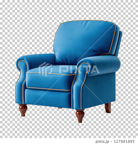 Comfortable Blue Armchair with Elegant Design and Warm Tones for Cozy Living Room or Reading Nook Decor Ideas 127881895
