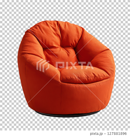 Cozy Orange Bean Bag Chair for Relaxation and Comfort in Modern Living Space, Stylish Design for Home Decor 127881896