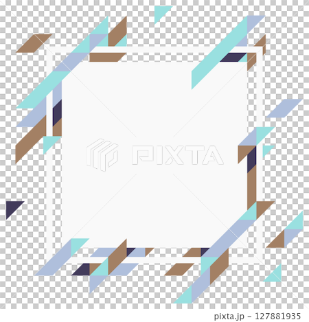 フラクタルな幾何学模様を纏ったフレーム素材 スタイリッシュな背景 チョコミント 127881935