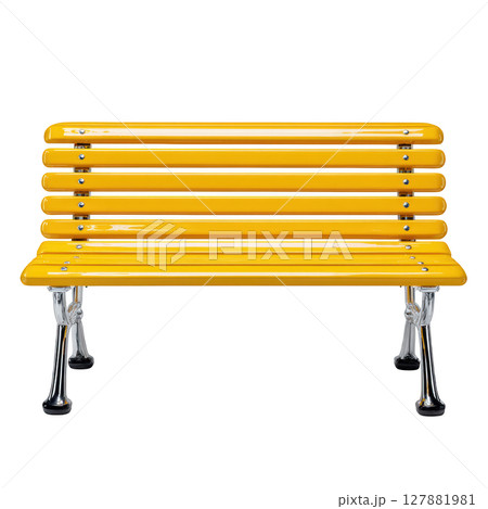 Bright Yellow Modern Bench Design for Urban Outdoor Spaces and Parks Creating a Fun and Inviting Atmosphere 127881981