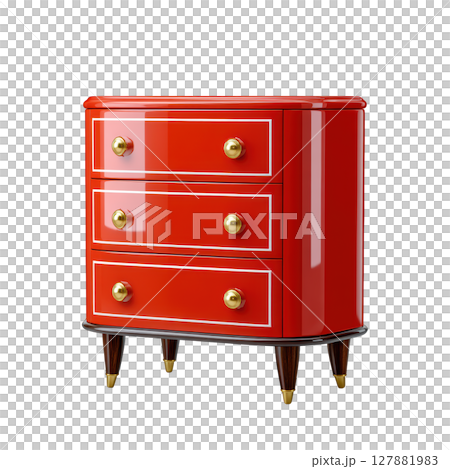 Modern Red Furniture Piece with Three Drawers and Elegant Design for Home Decor Enhancement 127881983