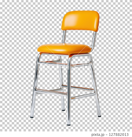 Bright Orange Chair with Chrome Legs for Modern Dining or Kitchen Space Decor and Furniture Accent 127882013