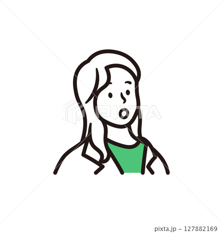 驚いた表情のビジネスウーマンの上半身のイラスト素材 127882169