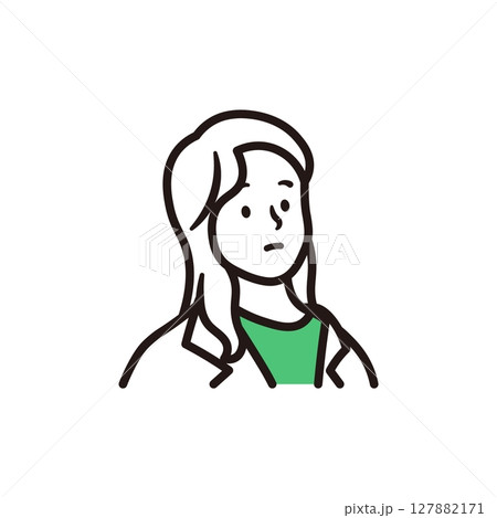 ビジネスウーマンが考えている上半身のシンプルなイラスト素材 127882171