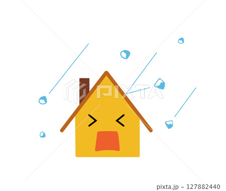 雹の被害にあう家のシンプルなイラスト 雹の被害にあう家のシンプルなイラスト 127882440