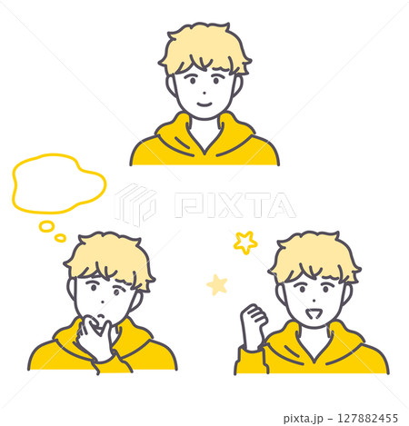 若い男性の表情イラストセット 127882455