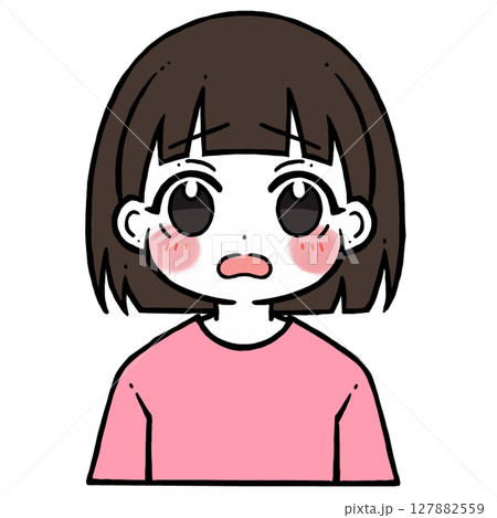 照れる困り顔の女の子のイラスト 127882559
