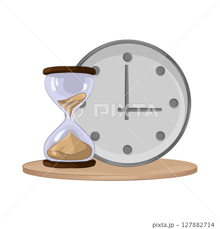 Illustration of clock with hourglass  127882714