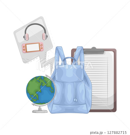 Illustration of backpack with globe 127882715