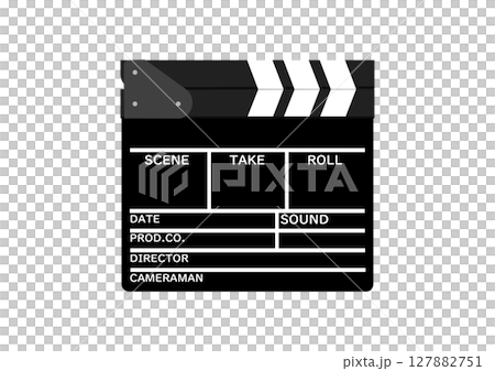 映画などの動画撮影で使うカチンコ 127882751