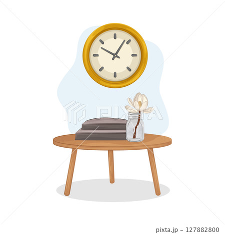 Illustration of clock with flower  127882800