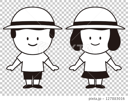 Illustration of a child wearing summer clothes 3 Illustration of a child wearing summer clothes 3 127883016