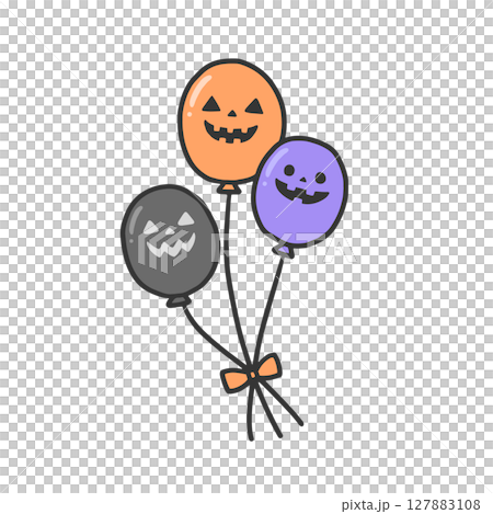 リボンで束ねられたハロウィンの風船 127883108